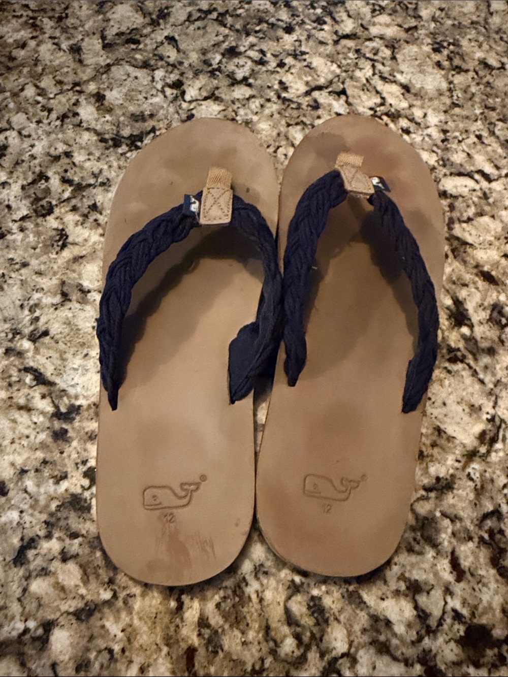 Vineyard Vines Navy Braided Strap Flip Flops Men 12